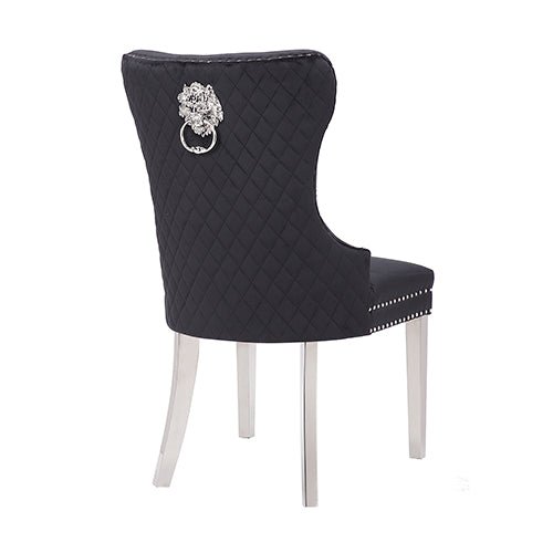 Victoria 2X Dining Chair Black Velvet & STAINLESS STEEL Legs - Furniture > Dining - Rivercity House & Home Co. (ABN 18 642 972 209) - Affordable Modern Furniture Australia