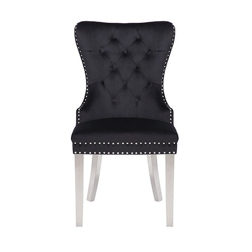 Victoria 2X Dining Chair Black Velvet & STAINLESS STEEL Legs - Furniture > Dining - Rivercity House & Home Co. (ABN 18 642 972 209) - Affordable Modern Furniture Australia