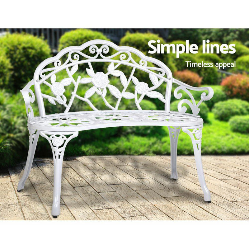 Victorian Garden Bench (White) - Rivercity House & Home Co. (ABN 18 642 972 209) - Affordable Modern Furniture Australia