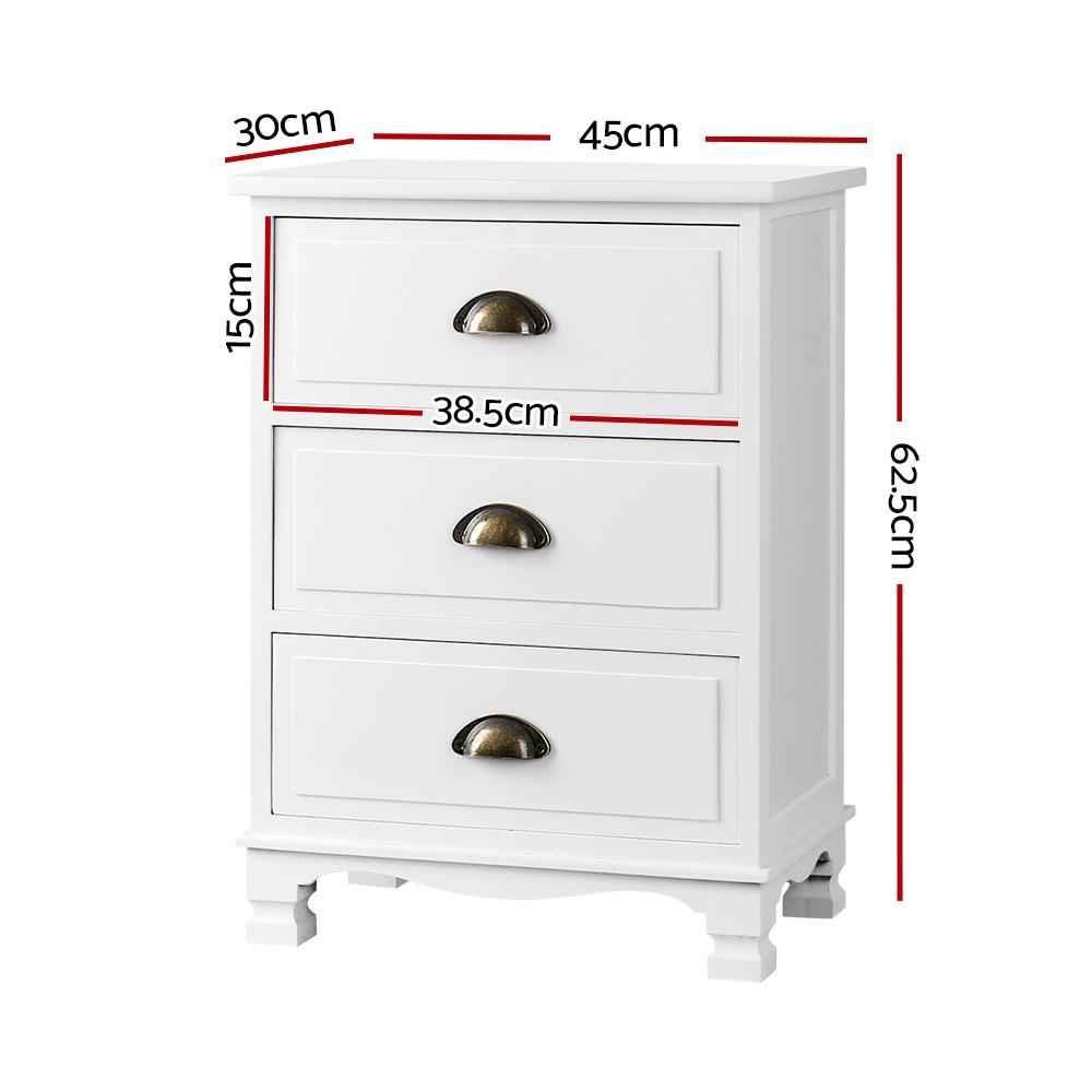 Vintage Bedside Table Chest Storage Cabinet Nightstand White - Rivercity House & Home Co. (ABN 18 642 972 209) - Affordable Modern Furniture Australia