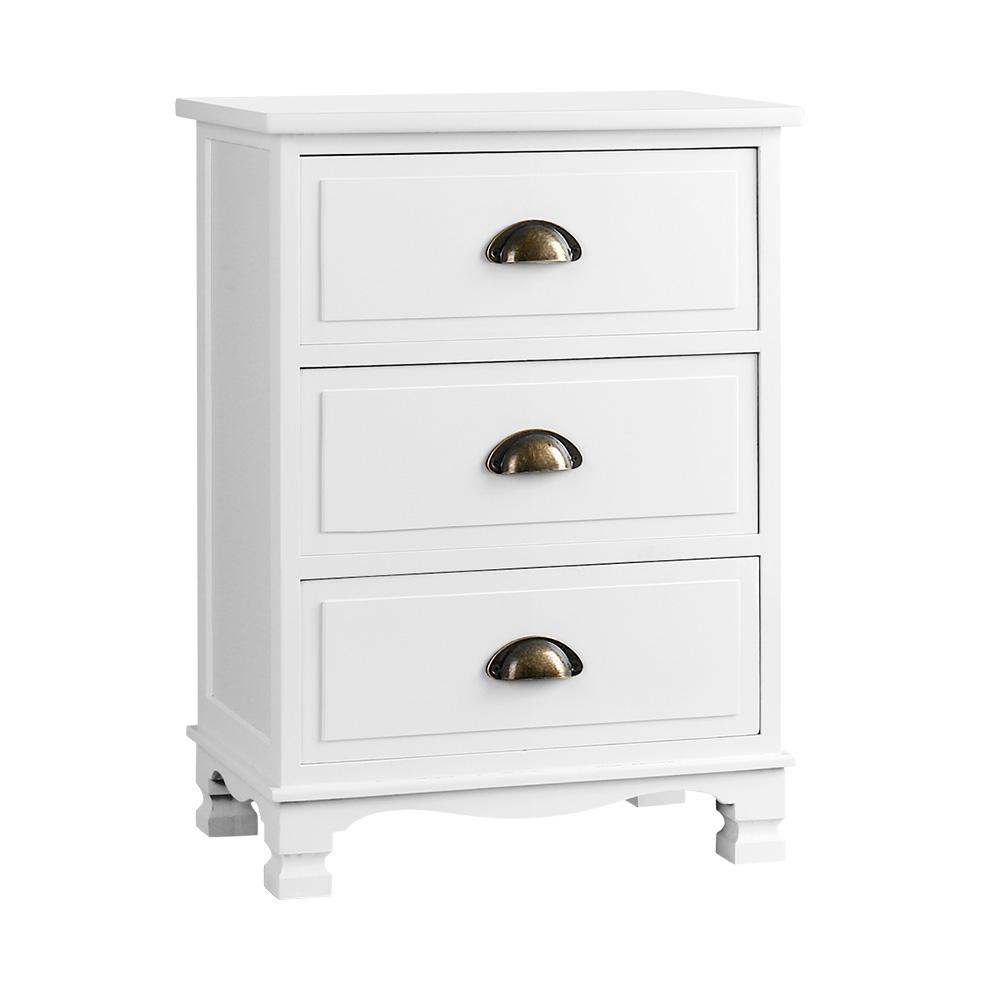 Vintage Bedside Table Chest Storage Cabinet Nightstand White - Rivercity House & Home Co. (ABN 18 642 972 209) - Affordable Modern Furniture Australia