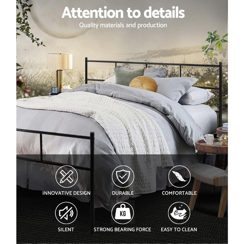 Wategos Metal Queen Bed Frame Black - Rivercity House & Home Co. (ABN 18 642 972 209) - Affordable Modern Furniture Australia