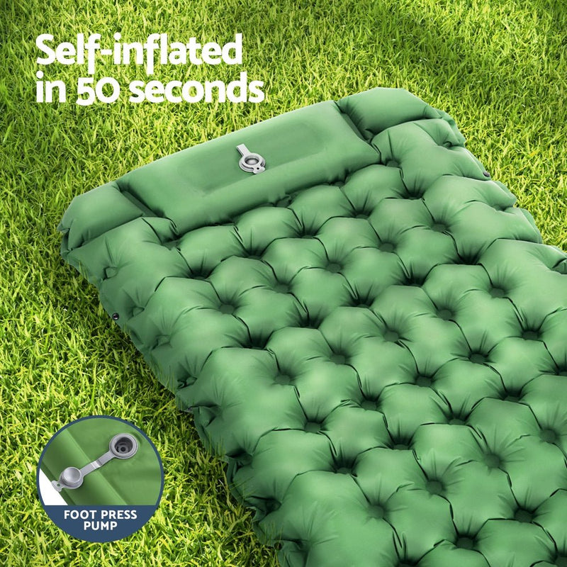 Self Inflating Mattress Camping Sleeping Mat Air Bed Pad Single Pillow - Outdoor > Camping - Rivercity House & Home Co. (ABN 18 642 972 209) - Affordable Modern Furniture Australia