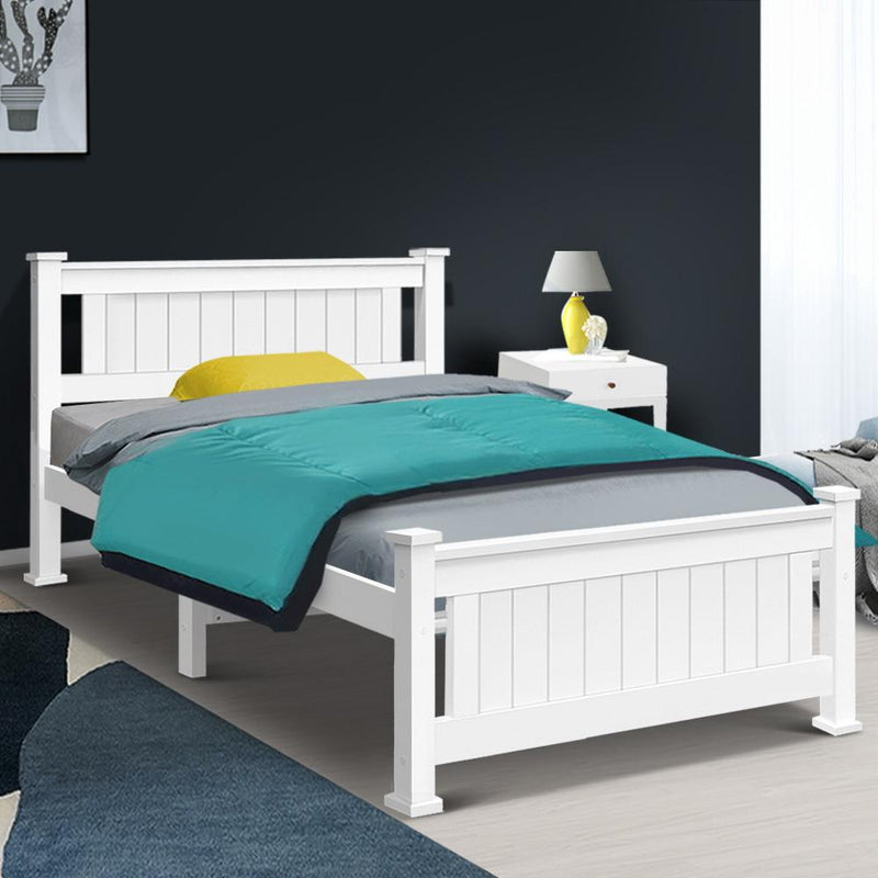 Wendy Wooden Single Bed Frame White - Rivercity House & Home Co. (ABN 18 642 972 209) - Affordable Modern Furniture Australia