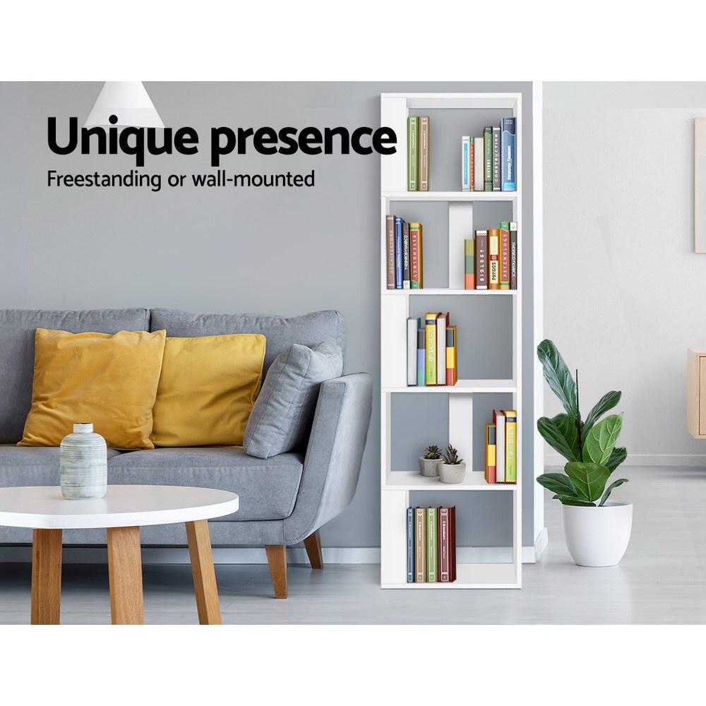 White 5 Tier Bookshelf - Furniture - Rivercity House & Home Co. (ABN 18 642 972 209) - Affordable Modern Furniture Australia