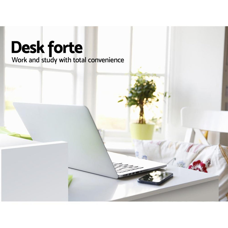 White Office Computer Desk with Storage - Rivercity House & Home Co. (ABN 18 642 972 209) - Affordable Modern Furniture Australia