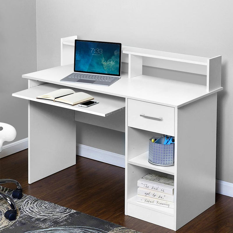 White Office Computer Desk with Storage - Rivercity House & Home Co. (ABN 18 642 972 209) - Affordable Modern Furniture Australia