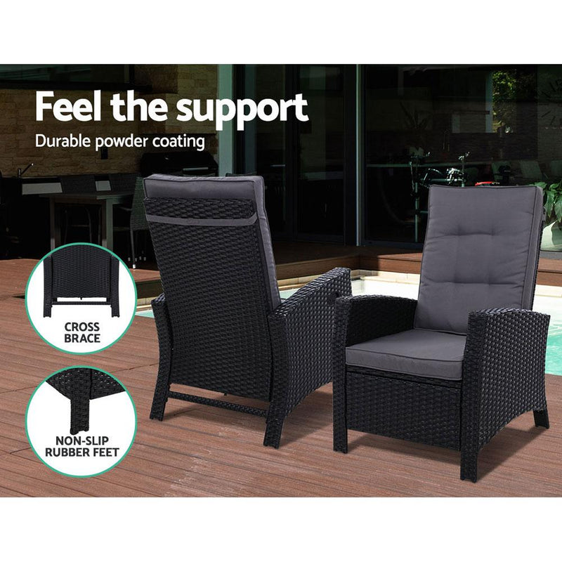 Wicker Sun lounge Recliners With Ottoman (Twin Pack) - Furniture - Rivercity House & Home Co. (ABN 18 642 972 209) - Affordable Modern Furniture Australia