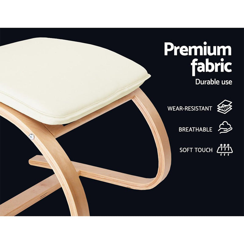 Wooden Armchair with Foot Stool - Beige - Rivercity House & Home Co. (ABN 18 642 972 209) - Affordable Modern Furniture Australia