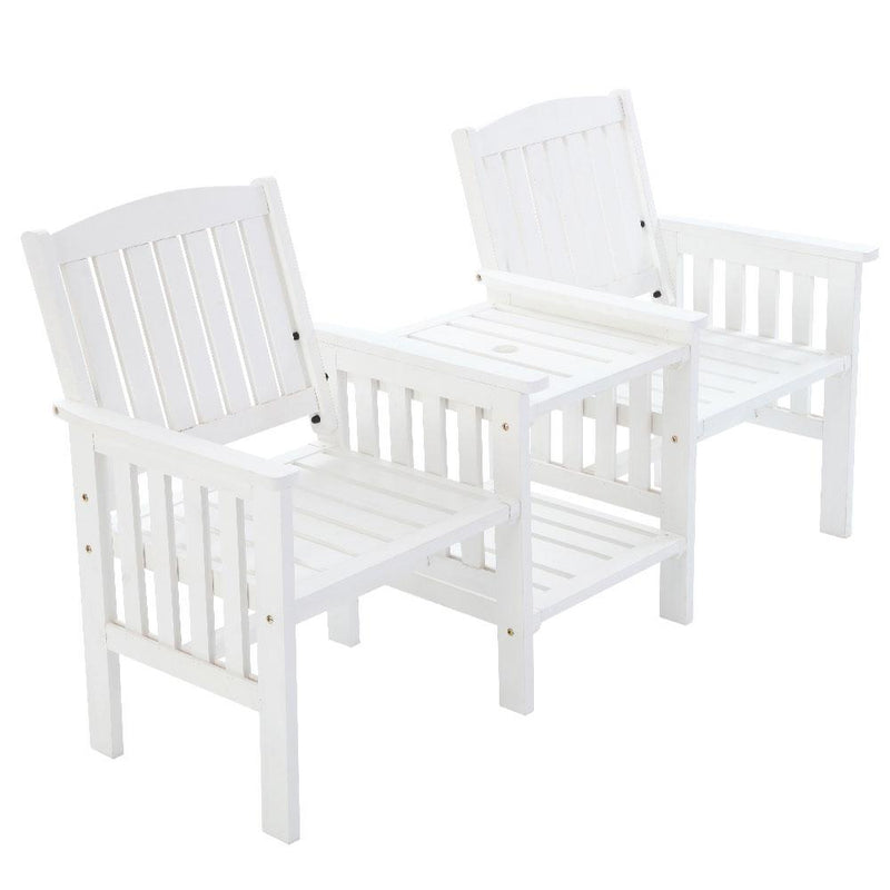 Wooden Love Seat Bench (White) - Furniture - Rivercity House & Home Co. (ABN 18 642 972 209) - Affordable Modern Furniture Australia