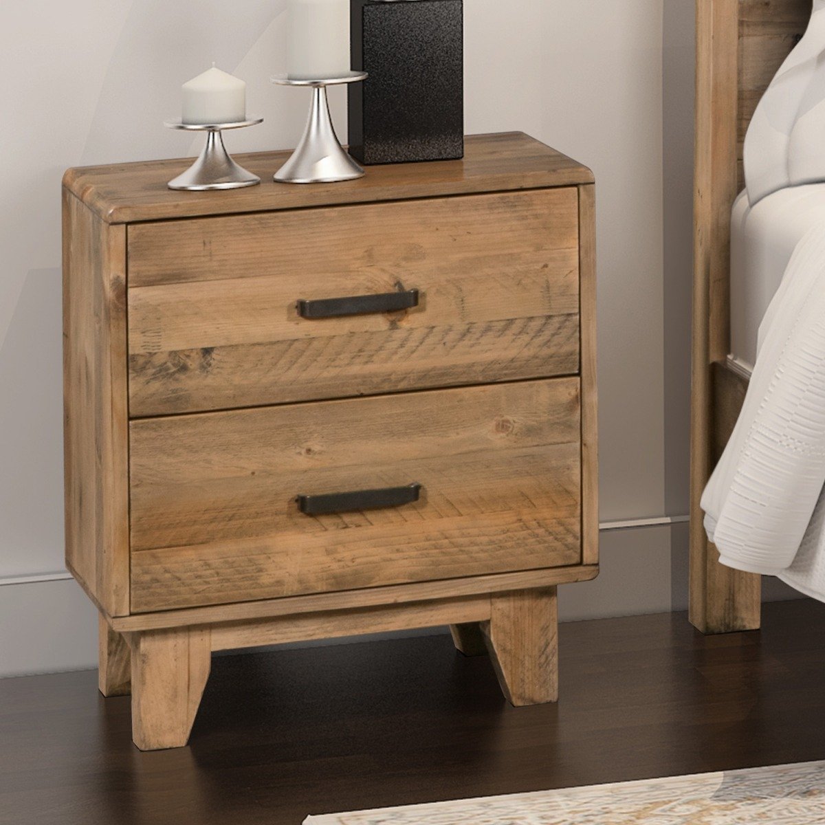 Woodstyle Bedside 2 drawers - Rivercity House & Home Co. (ABN 18 642 972 209) - Affordable Modern Furniture Australia