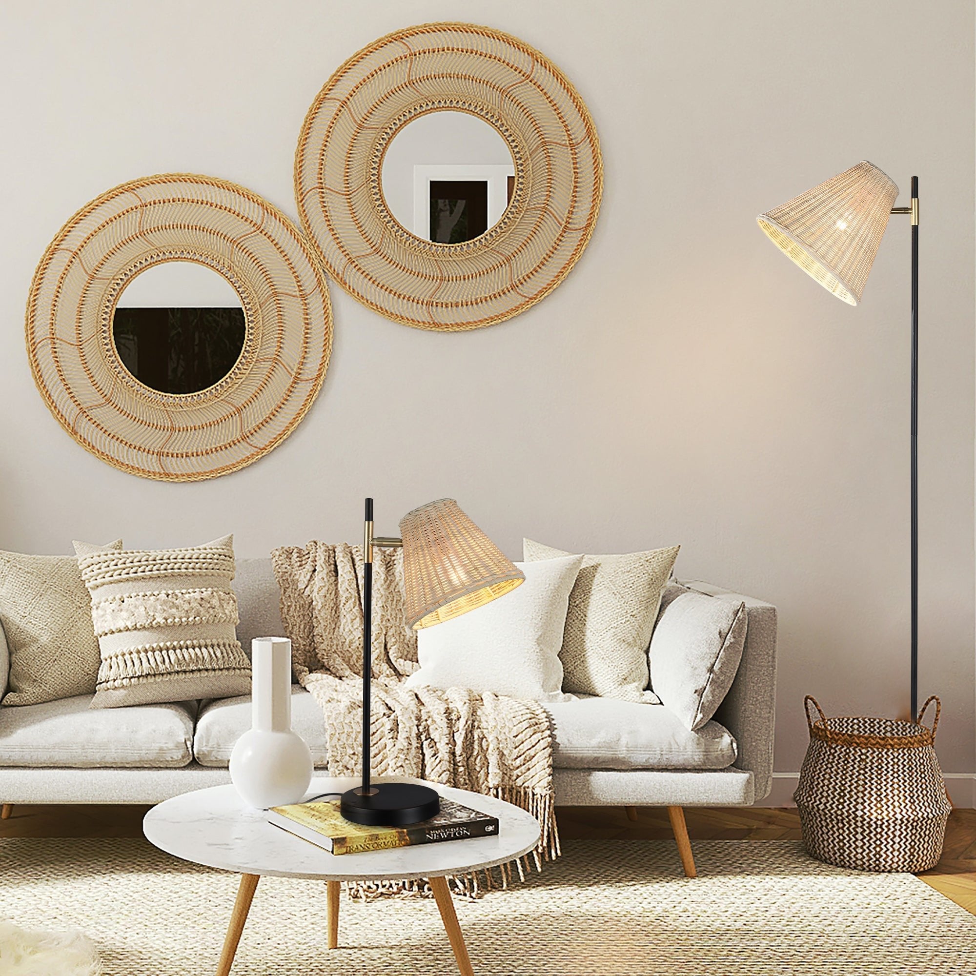 Yvette Rattan Table Lamp - Home & Garden > Lighting - Rivercity House & Home Co. (ABN 18 642 972 209) - Affordable Modern Furniture Australia