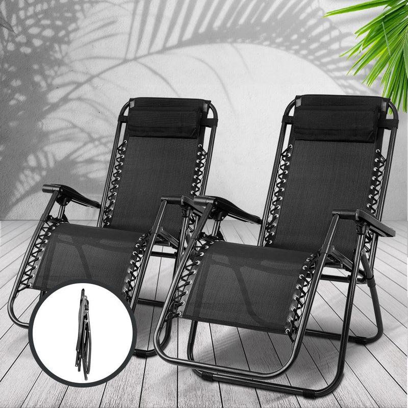 Zero Gravity Reclining Chairs Black (Twin Pack) - Rivercity House & Home Co. (ABN 18 642 972 209) - Affordable Modern Furniture Australia