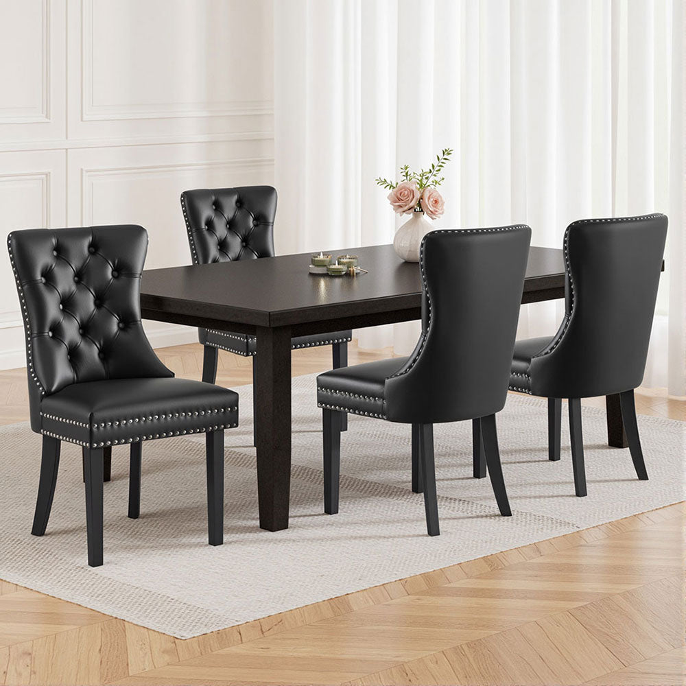 1 Set of 4 Artiss Dining Chairs Black Leather - Furniture > Dining > Kitchen & Dining Chairs - Rivercity House & Home Co. (ABN 18 642 972 209) - Affordable Modern Furniture Australia