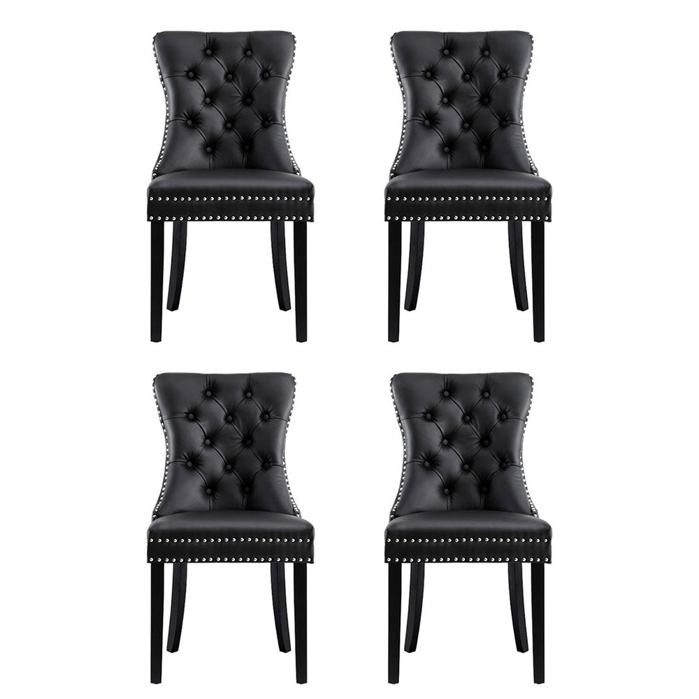 1 Set of 4 Artiss Dining Chairs Black Leather - Furniture > Dining > Kitchen & Dining Chairs - Rivercity House & Home Co. (ABN 18 642 972 209) - Affordable Modern Furniture Australia