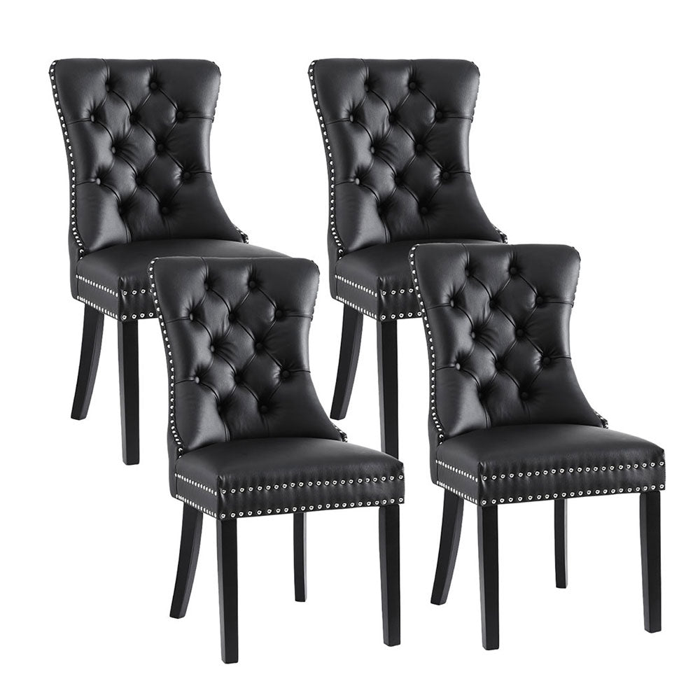 1 Set of 4 Artiss Dining Chairs Black Leather - Furniture > Dining > Kitchen & Dining Chairs - Rivercity House & Home Co. (ABN 18 642 972 209) - Affordable Modern Furniture Australia