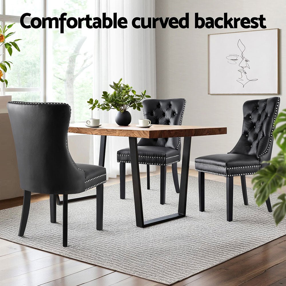 1 Set of 4 Artiss Dining Chairs Black Leather - Furniture > Dining > Kitchen & Dining Chairs - Rivercity House & Home Co. (ABN 18 642 972 209) - Affordable Modern Furniture Australia