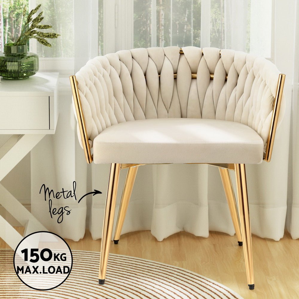 1 Set of 4 Artiss Dining Chairs Velvet Armchair Beige - Furniture > Dining > Kitchen & Dining Chairs - Rivercity House & Home Co. (ABN 18 642 972 209) - Affordable Modern Furniture Australia