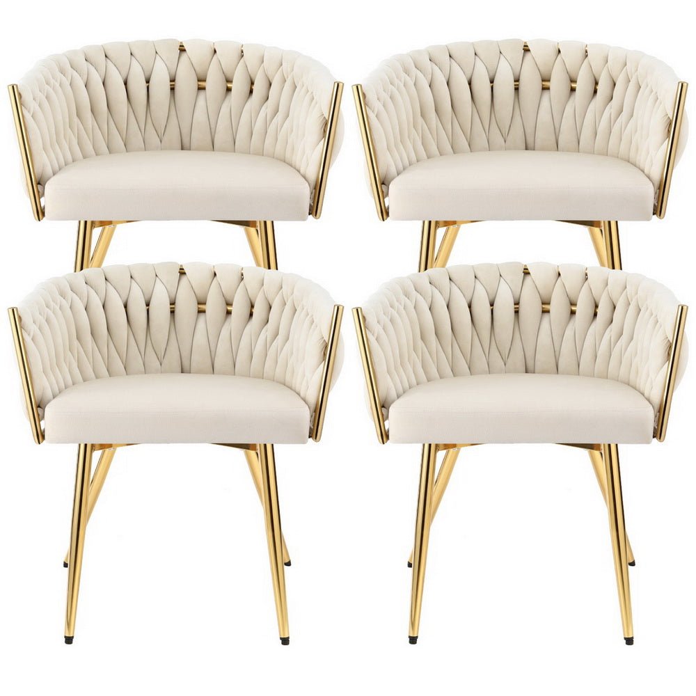 1 Set of 4 Artiss Dining Chairs Velvet Armchair Beige - Furniture > Dining > Kitchen & Dining Chairs - Rivercity House & Home Co. (ABN 18 642 972 209) - Affordable Modern Furniture Australia