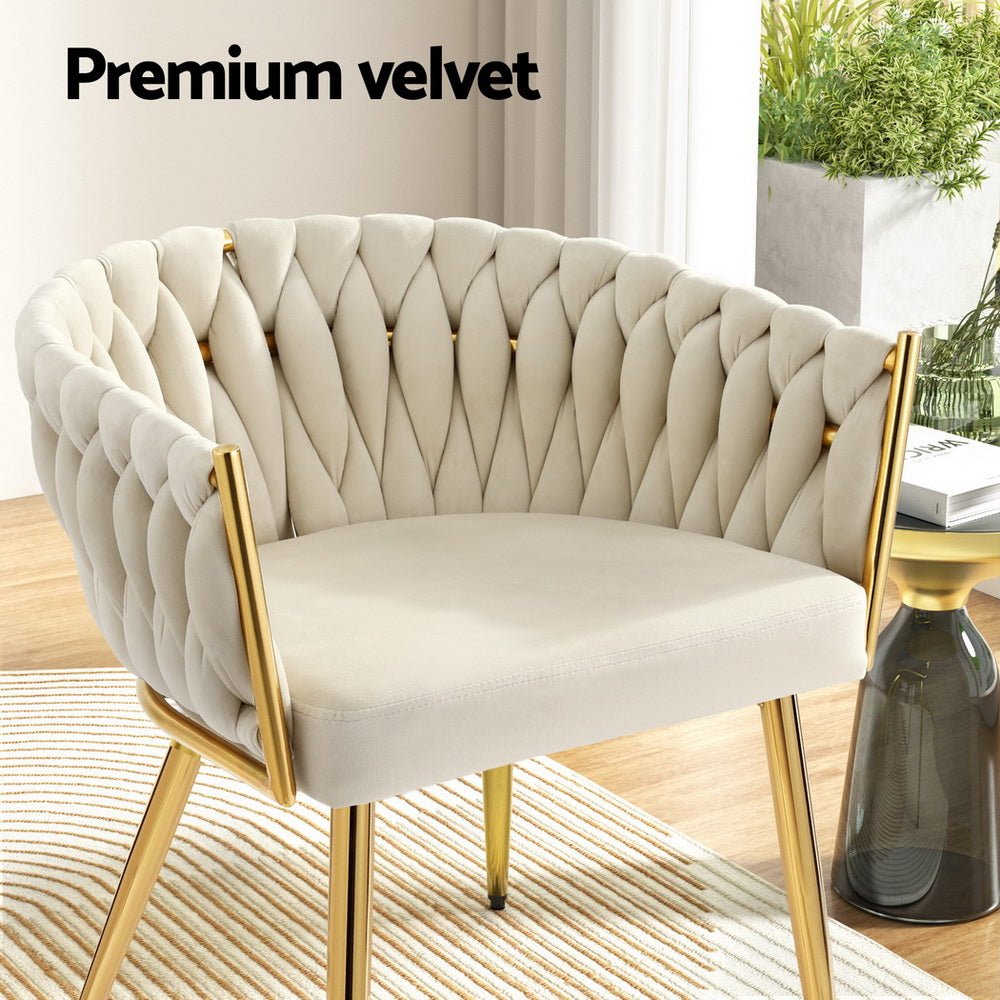 1 Set of 4 Artiss Dining Chairs Velvet Armchair Beige - Furniture > Dining > Kitchen & Dining Chairs - Rivercity House & Home Co. (ABN 18 642 972 209) - Affordable Modern Furniture Australia