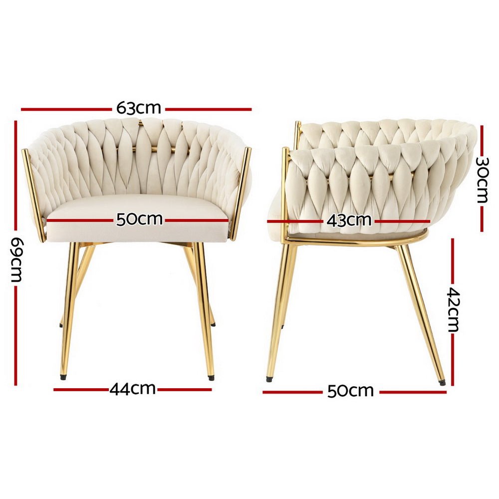 1 Set of 4 Artiss Dining Chairs Velvet Armchair Beige - Furniture > Dining > Kitchen & Dining Chairs - Rivercity House & Home Co. (ABN 18 642 972 209) - Affordable Modern Furniture Australia
