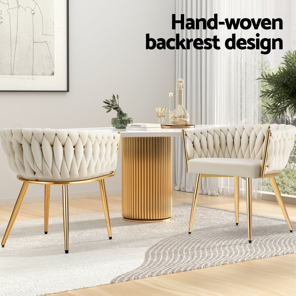 1 Set of 4 Artiss Dining Chairs Velvet Armchair Beige - Furniture > Dining > Kitchen & Dining Chairs - Rivercity House & Home Co. (ABN 18 642 972 209) - Affordable Modern Furniture Australia