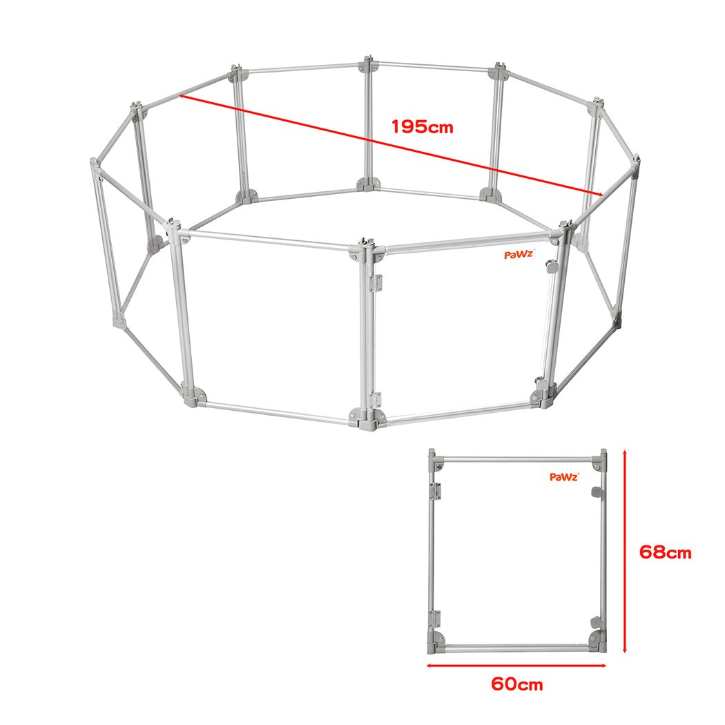 10 - Panel Transparent Acrylic Folding Dog Playpen Fence - Grey - Rivercity House & Home Co. (ABN 18 642 972 209) - Affordable Modern Furniture Australia