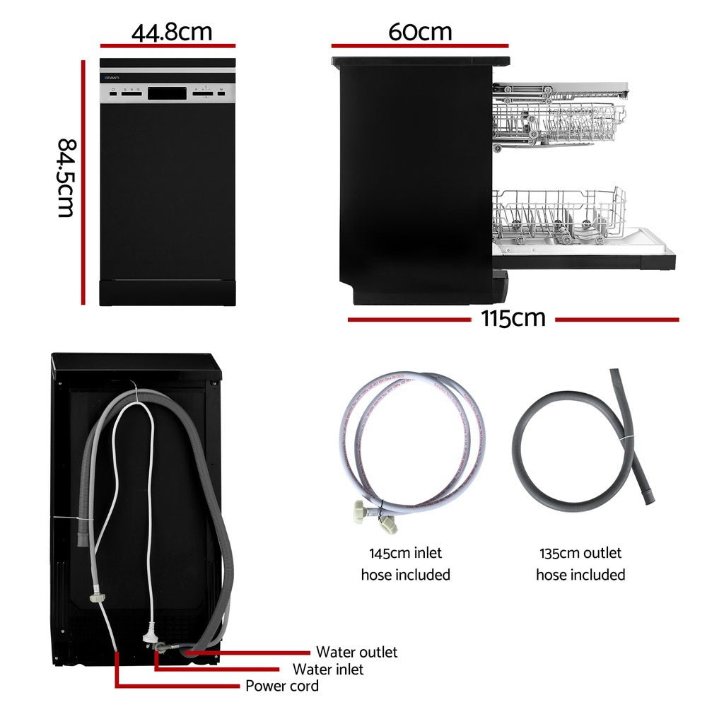 10 Place Settings Freestanding Dishwasher Black - Appliances > Kitchen Appliances > Dishwashers - Rivercity House & Home Co. (ABN 18 642 972 209) - Affordable Modern Furniture Australia