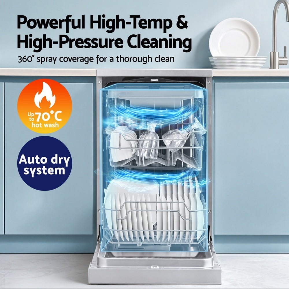 10 Place Settings Freestanding Dishwasher Silver - Appliances > Kitchen Appliances > Dishwashers - Rivercity House & Home Co. (ABN 18 642 972 209) - Affordable Modern Furniture Australia