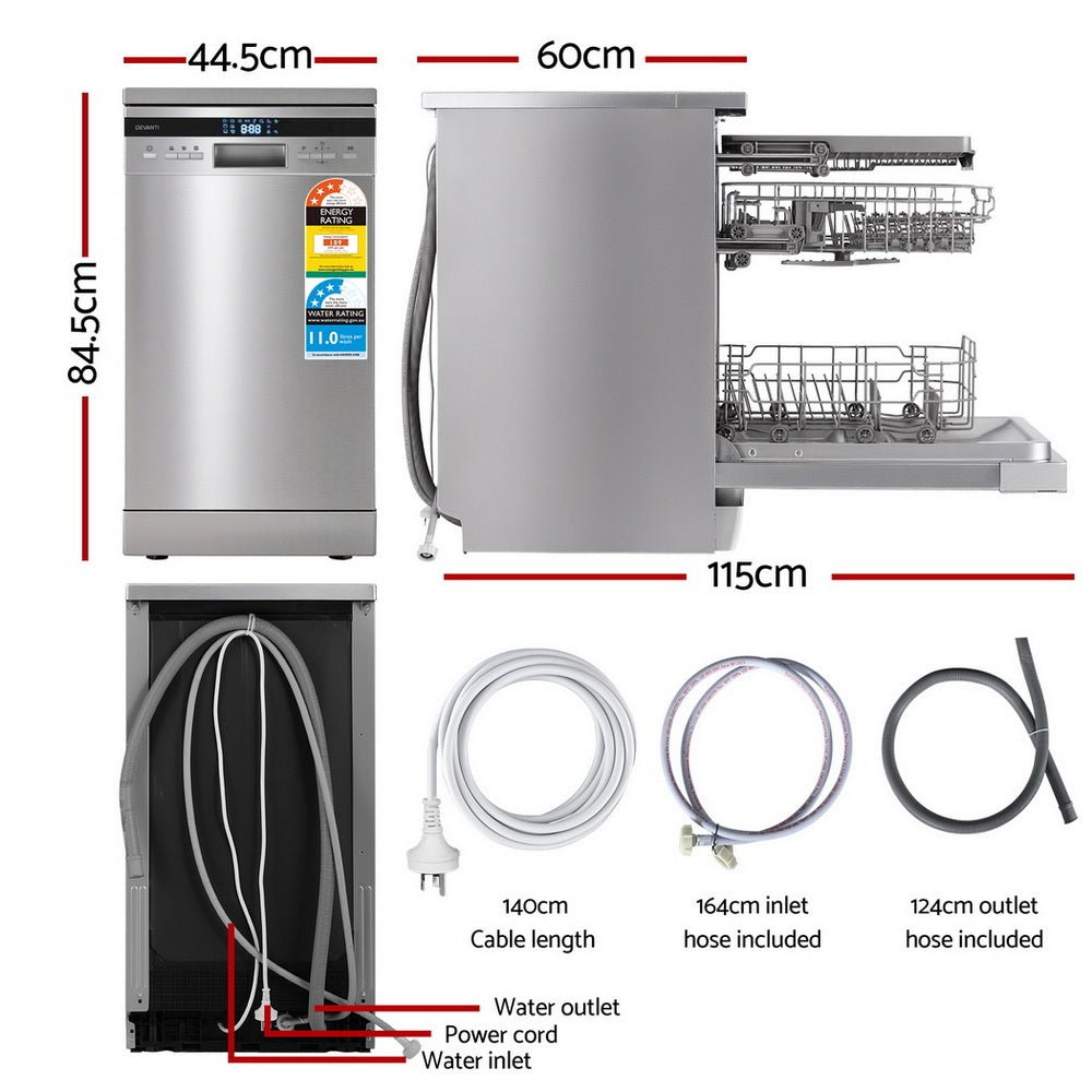 10 Place Settings Freestanding Dishwasher Silver - Appliances > Kitchen Appliances > Dishwashers - Rivercity House & Home Co. (ABN 18 642 972 209) - Affordable Modern Furniture Australia