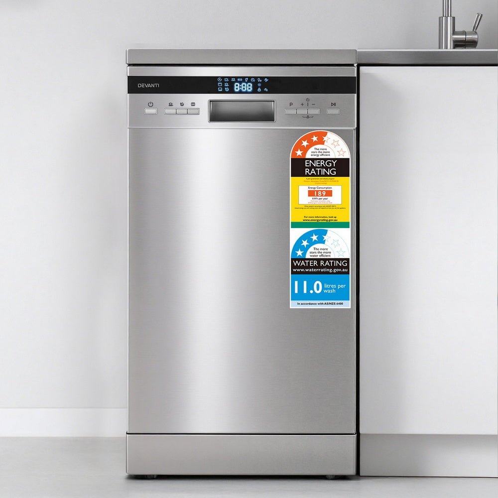 10 Place Settings Freestanding Dishwasher Silver - Appliances > Kitchen Appliances > Dishwashers - Rivercity House & Home Co. (ABN 18 642 972 209) - Affordable Modern Furniture Australia