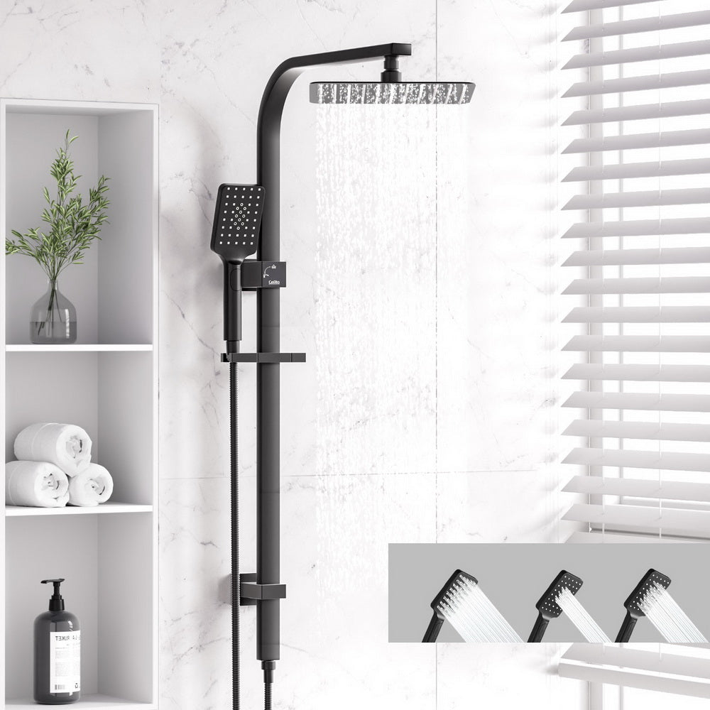 10'' Rain Shower Head Set Handheld Square High Pressure Black - Furniture > Bathroom > Shower Heads & Screens - Rivercity House & Home Co. (ABN 18 642 972 209) - Affordable Modern Furniture Australia