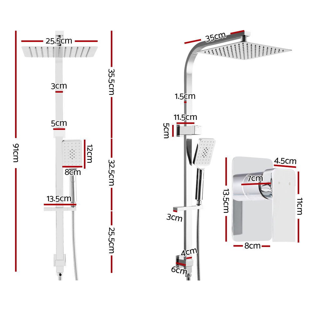 10'' Rain Shower Head Set Handheld Square High Pressure Mixer Tap Chrome - Home & Garden > Bathroom Accessories > Shower Accessories - Rivercity House & Home Co. (ABN 18 642 972 209) - Affordable Modern Furniture Australia