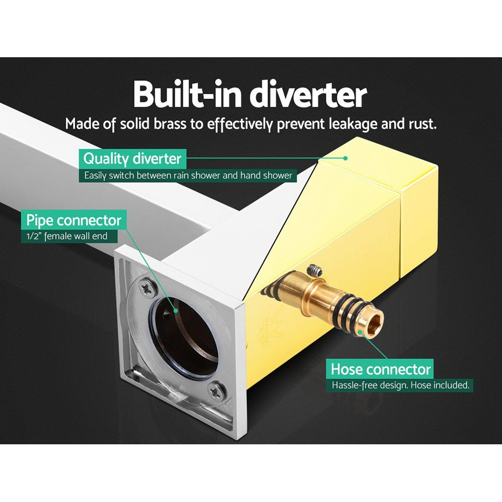 10'' Rain Shower Head Set Handheld Square High Pressure Mixer Tap Chrome - Home & Garden > Bathroom Accessories > Shower Accessories - Rivercity House & Home Co. (ABN 18 642 972 209) - Affordable Modern Furniture Australia