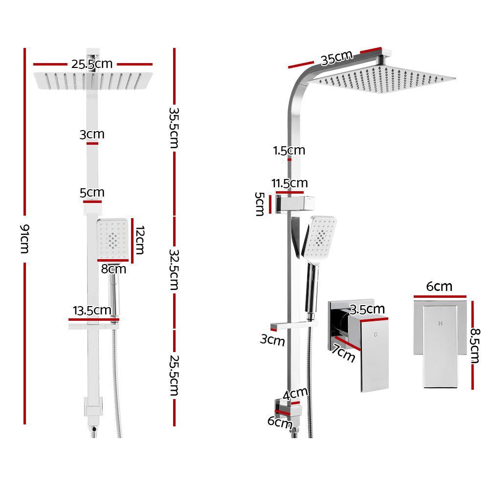 10'' Rain Shower Head Set Handheld Square High Pressure Twins Tap Chrome - Home & Garden > Bathroom Accessories > Shower Accessories - Rivercity House & Home Co. (ABN 18 642 972 209) - Affordable Modern Furniture Australia