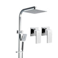 10" Square Rain Shower Head Set with Handheld Twin Tap High Pressure - Chrome
