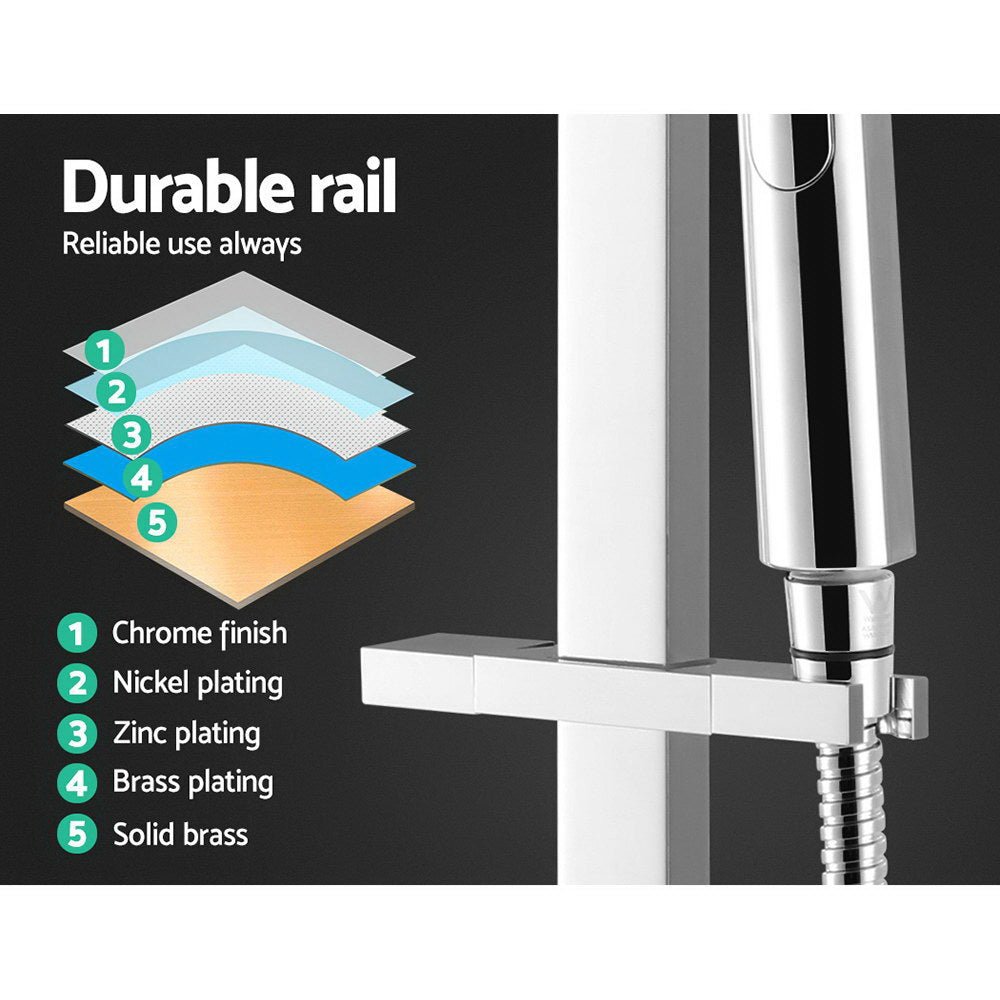 10'' Rain Shower Head Set Handheld Square High Pressure Twins Tap Chrome - Home & Garden > Bathroom Accessories > Shower Accessories - Rivercity House & Home Co. (ABN 18 642 972 209) - Affordable Modern Furniture Australia