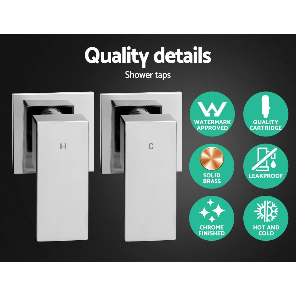 10'' Rain Shower Head Set Handheld Square High Pressure Twins Tap Chrome - Home & Garden > Bathroom Accessories > Shower Accessories - Rivercity House & Home Co. (ABN 18 642 972 209) - Affordable Modern Furniture Australia