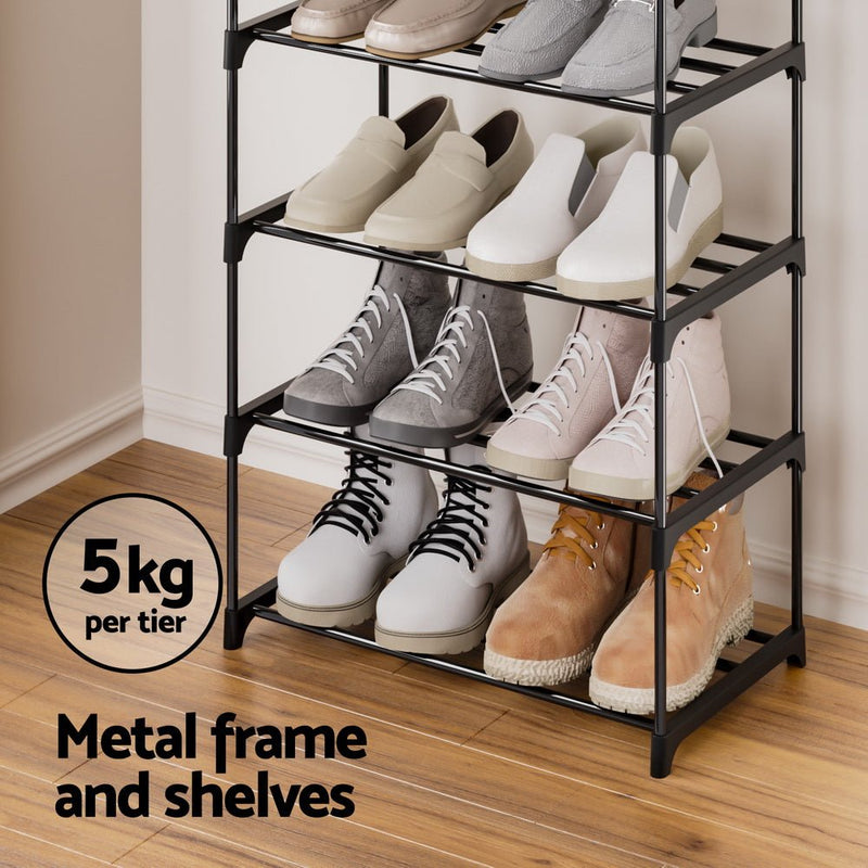 10 Tier Metal Shoe Rack Organiser Black - Furniture > Bedroom - Rivercity House & Home Co. (ABN 18 642 972 209) - Affordable Modern Furniture Australia