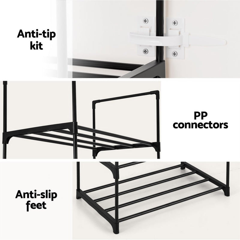 10 Tier Metal Shoe Rack Organiser Black - Furniture > Bedroom - Rivercity House & Home Co. (ABN 18 642 972 209) - Affordable Modern Furniture Australia