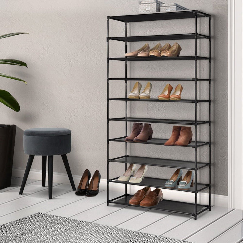 10 Tier Stackable Shoe Rack (Black) - Rivercity House & Home Co. (ABN 18 642 972 209) - Affordable Modern Furniture Australia