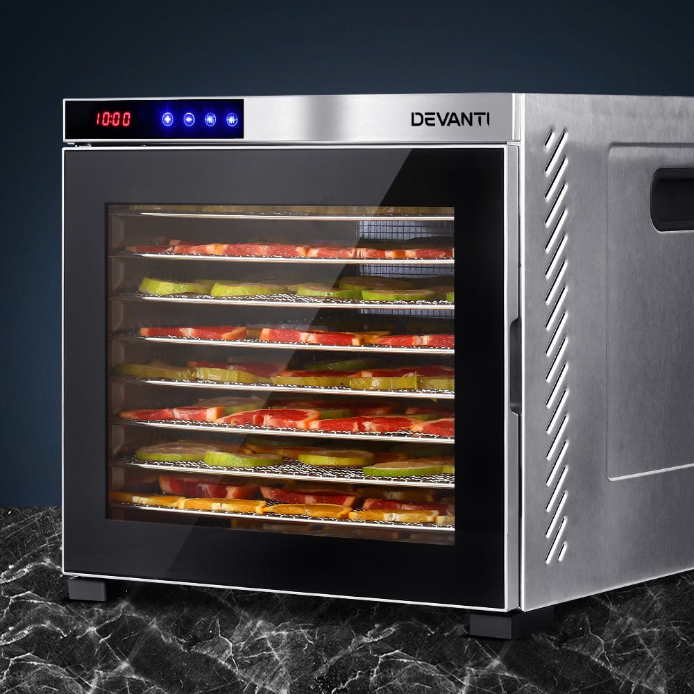 10 Trays Food Dehydrator Stainless Steel Tray - Appliances > Kitchen Appliances > Food Dehydrators - Rivercity House & Home Co. (ABN 18 642 972 209) - Affordable Modern Furniture Australia