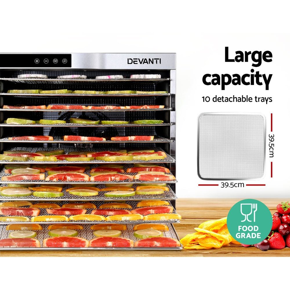 10 Trays Food Dehydrator Stainless Steel Tray - Appliances > Kitchen Appliances > Food Dehydrators - Rivercity House & Home Co. (ABN 18 642 972 209) - Affordable Modern Furniture Australia