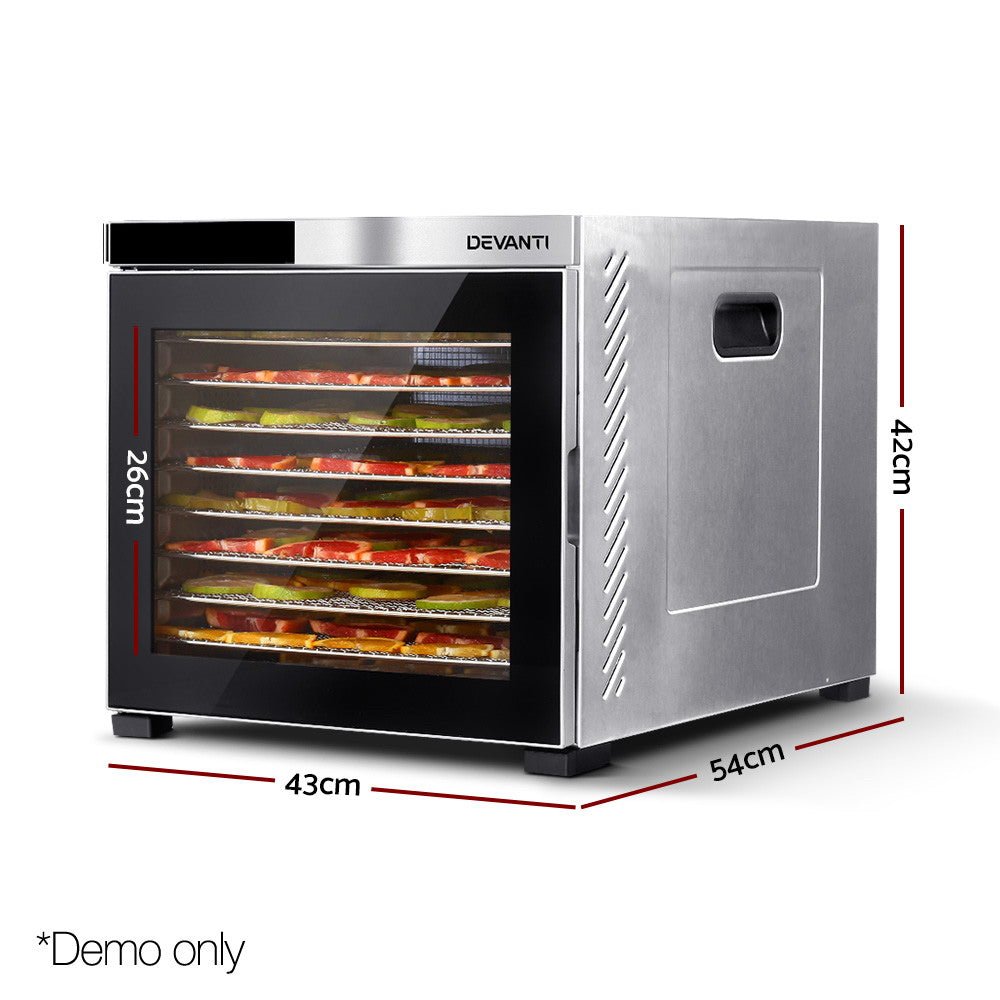10 Trays Food Dehydrator Stainless Steel Tray - Appliances > Kitchen Appliances > Food Dehydrators - Rivercity House & Home Co. (ABN 18 642 972 209) - Affordable Modern Furniture Australia