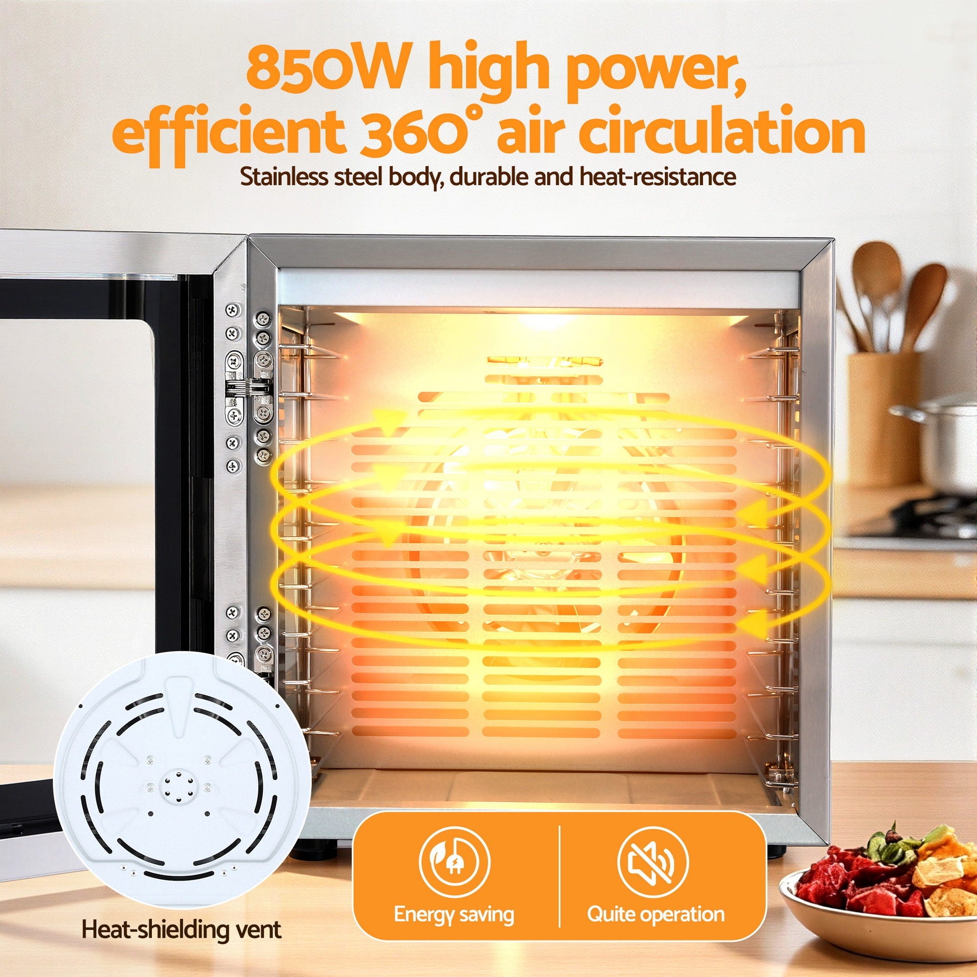 10 Trays Food Dehydrator Stainless Steel Visible Glass Door 850W - Appliances > Kitchen Appliances > Food Dehydrators - Rivercity House & Home Co. (ABN 18 642 972 209) - Affordable Modern Furniture Australia