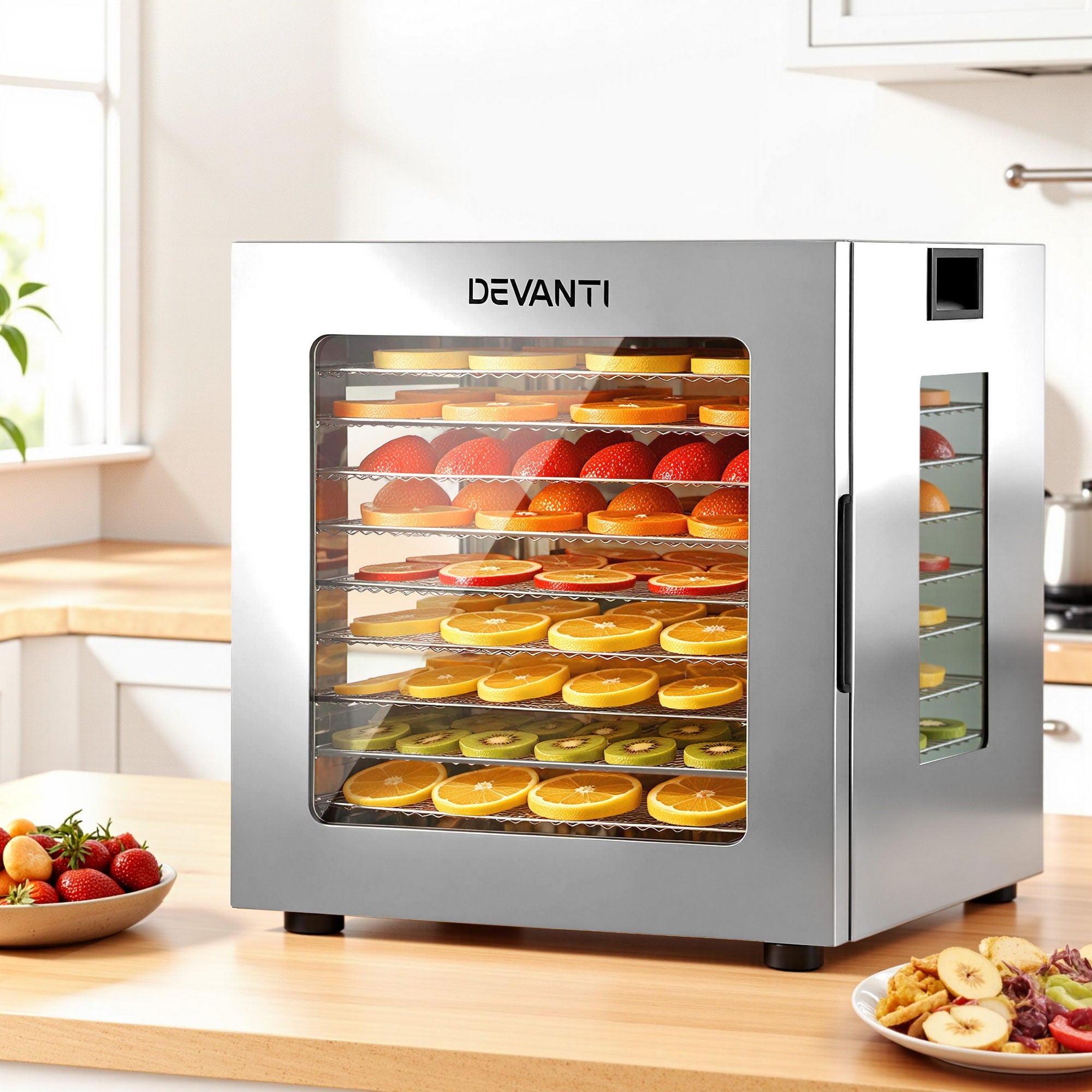 10 Trays Food Dehydrator Stainless Steel Visible Glass Door 850W - Appliances > Kitchen Appliances > Food Dehydrators - Rivercity House & Home Co. (ABN 18 642 972 209) - Affordable Modern Furniture Australia