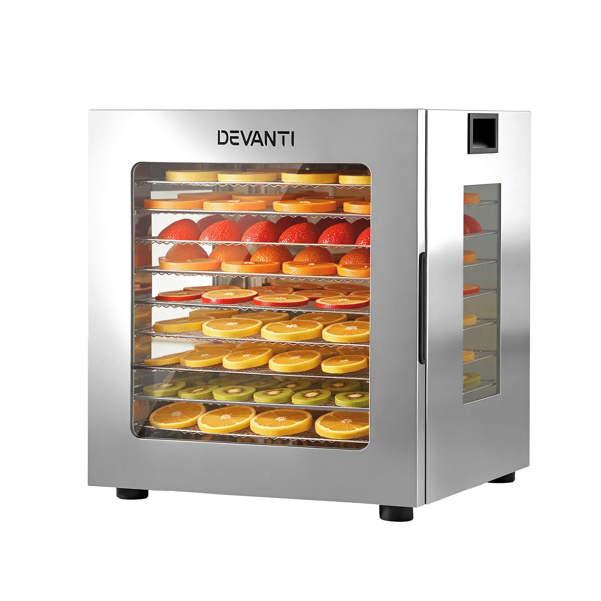 10 Trays Food Dehydrator Stainless Steel Visible Glass Door 850W - Appliances > Kitchen Appliances > Food Dehydrators - Rivercity House & Home Co. (ABN 18 642 972 209) - Affordable Modern Furniture Australia
