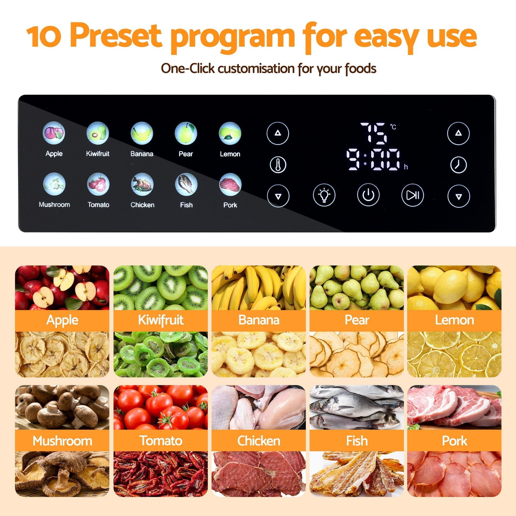 10 Trays Food Dehydrator Stainless Steel Visible Glass Door 850W - Appliances > Kitchen Appliances > Food Dehydrators - Rivercity House & Home Co. (ABN 18 642 972 209) - Affordable Modern Furniture Australia