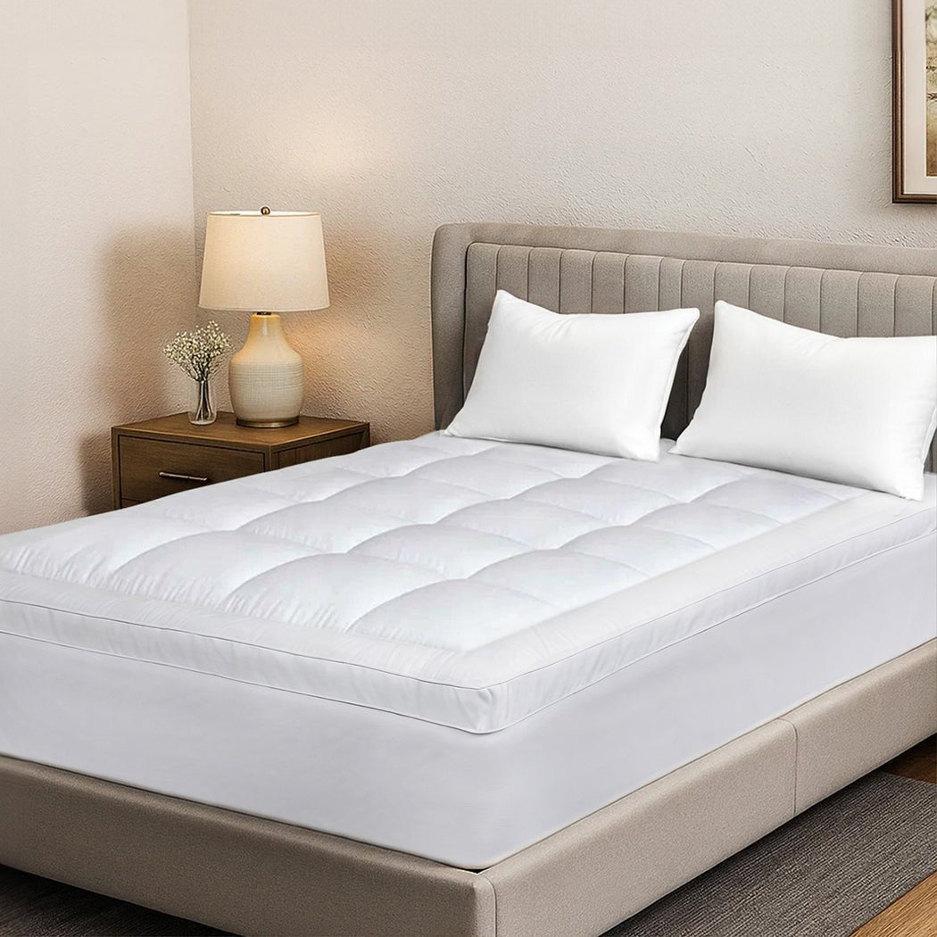 1000GSM Bamboo Pillowtop Mattress Topper Double - White - Rivercity House & Home Co. (ABN 18 642 972 209) - Affordable Modern Furniture Australia