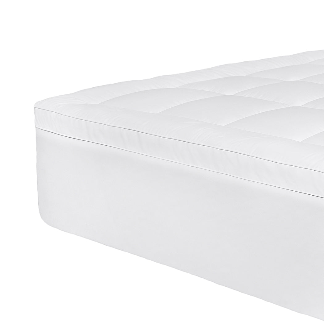 1000GSM Bamboo Pillowtop Mattress Topper Double - White - Rivercity House & Home Co. (ABN 18 642 972 209) - Affordable Modern Furniture Australia